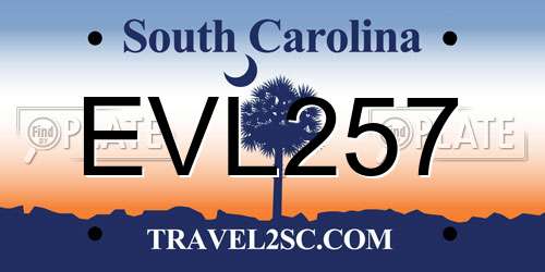 EVL257 South Carolina License Plate