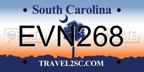 EVN268 South Carolina License Plate