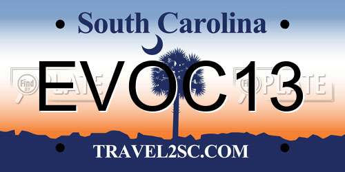 EVOC13 South Carolina License Plate