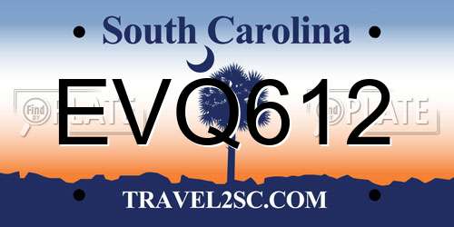 EVQ612 South Carolina License Plate