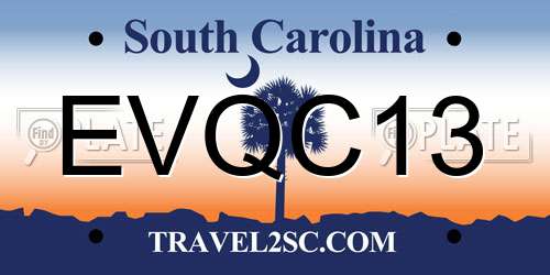 EVQC13 South Carolina License Plate