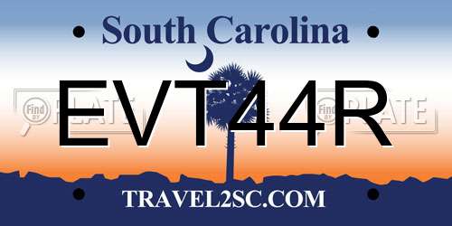EVT44R South Carolina License Plate