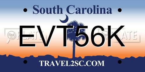 EVT56K South Carolina License Plate