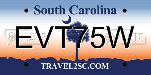 EVT75W South Carolina License Plate