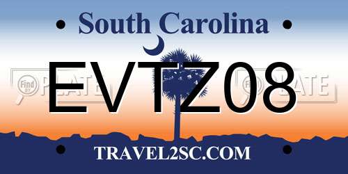 EVTZ08 South Carolina License Plate