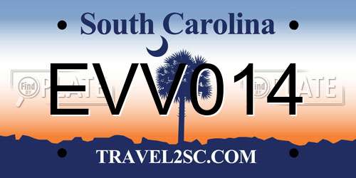 EVV014 South Carolina License Plate