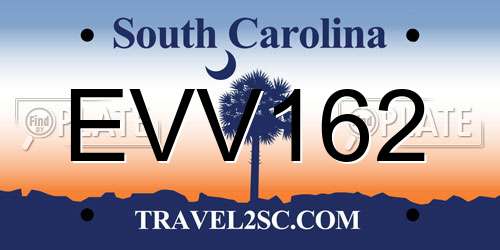 EVV162 South Carolina License Plate