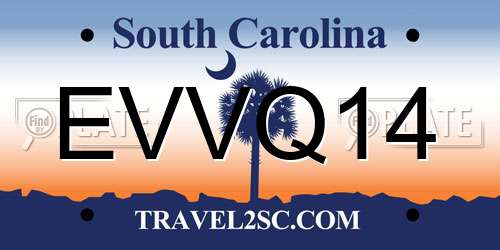 EVVQ14 South Carolina License Plate