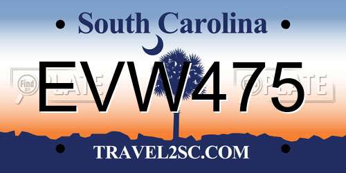 EVW475 South Carolina License Plate