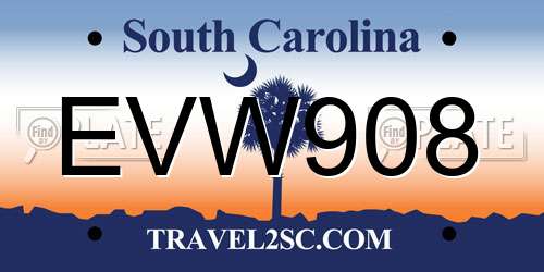 EVW908 South Carolina License Plate