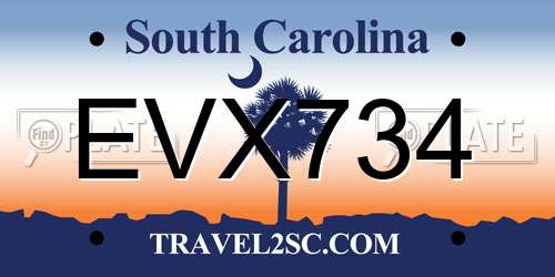 EVX734 South Carolina License Plate