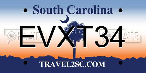 EVXT34 South Carolina License Plate
