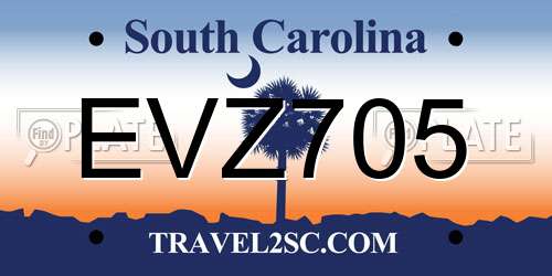 EVZ705 South Carolina License Plate