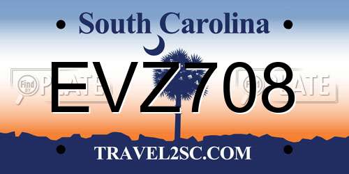 EVZ708 South Carolina License Plate