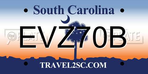 EVZ70B South Carolina License Plate