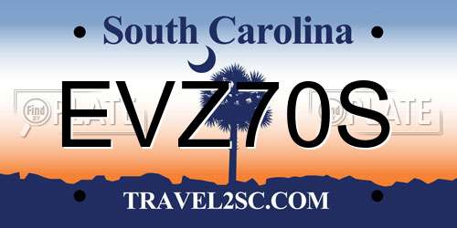 EVZ70S South Carolina License Plate