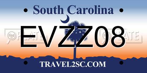 EVZZ08 South Carolina License Plate