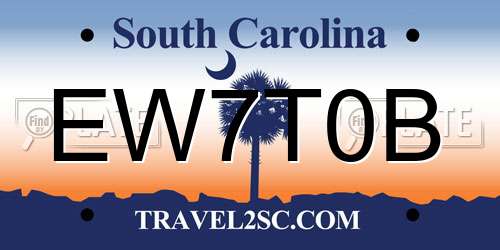 EW7T0B South Carolina License Plate