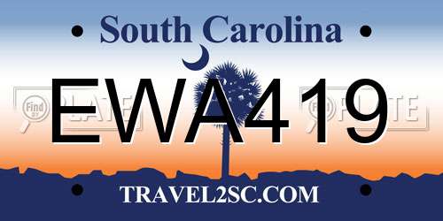 EWA419 South Carolina License Plate