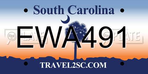 EWA491 South Carolina License Plate