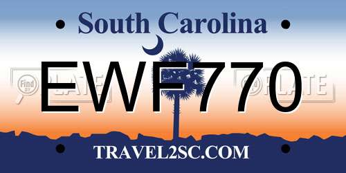 EWF770 South Carolina License Plate