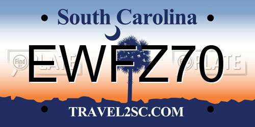EWFZ70 South Carolina License Plate