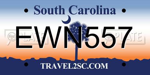 EWN557 South Carolina License Plate