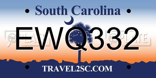 EWQ332 South Carolina License Plate