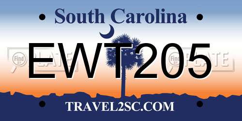 EWT205 South Carolina License Plate