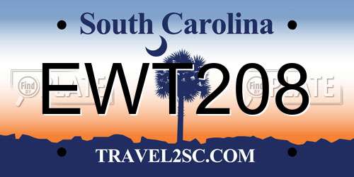 EWT208 South Carolina License Plate