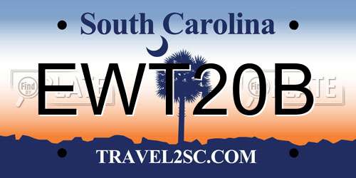 EWT20B South Carolina License Plate