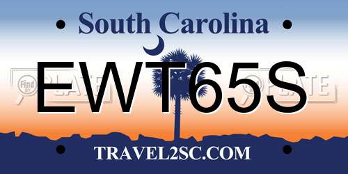 EWT65S South Carolina License Plate