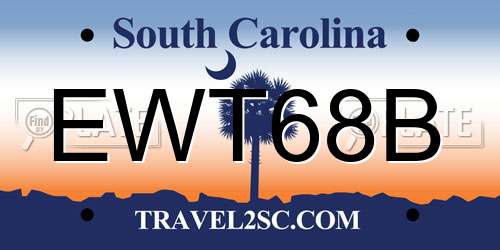 EWT68B South Carolina License Plate