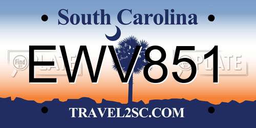 EWV851 South Carolina License Plate