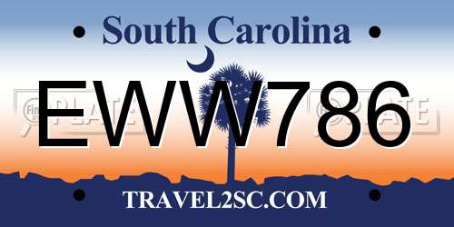 EWW786 South Carolina License Plate