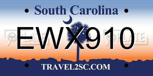 EWX910 South Carolina License Plate