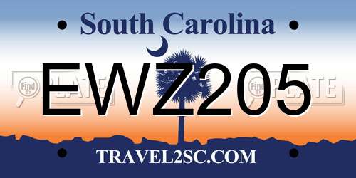 EWZ205 South Carolina License Plate