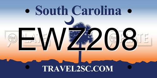 EWZ208 South Carolina License Plate