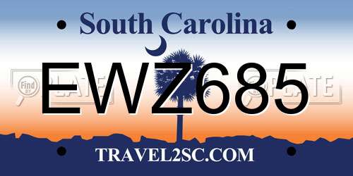 EWZ685 South Carolina License Plate