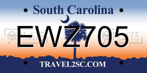 EWZ705 South Carolina License Plate