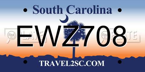 EWZ708 South Carolina License Plate