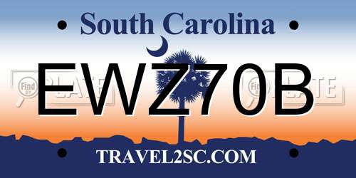 EWZ70B South Carolina License Plate