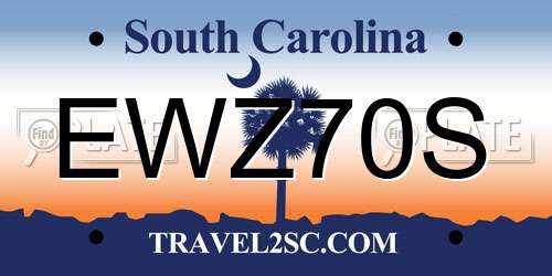 EWZ70S South Carolina License Plate