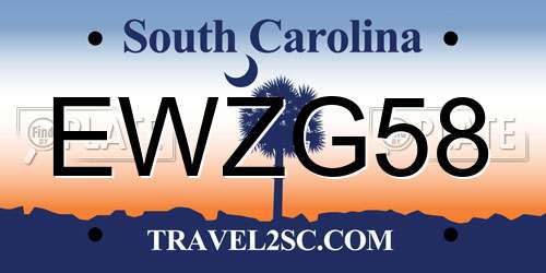 EWZG58 South Carolina License Plate