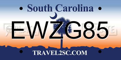 EWZG85 South Carolina License Plate