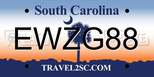 EWZG88 South Carolina License Plate