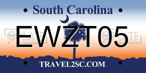EWZT05 South Carolina License Plate