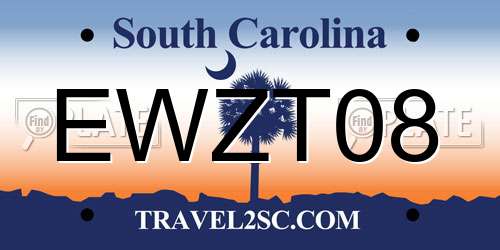 EWZT08 South Carolina License Plate
