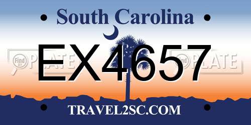 EX4657 South Carolina License Plate