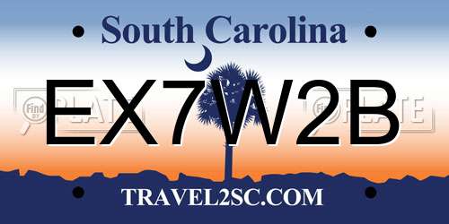 EX7W2B South Carolina License Plate